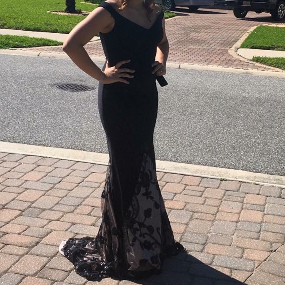 Black off the should formal prom dress